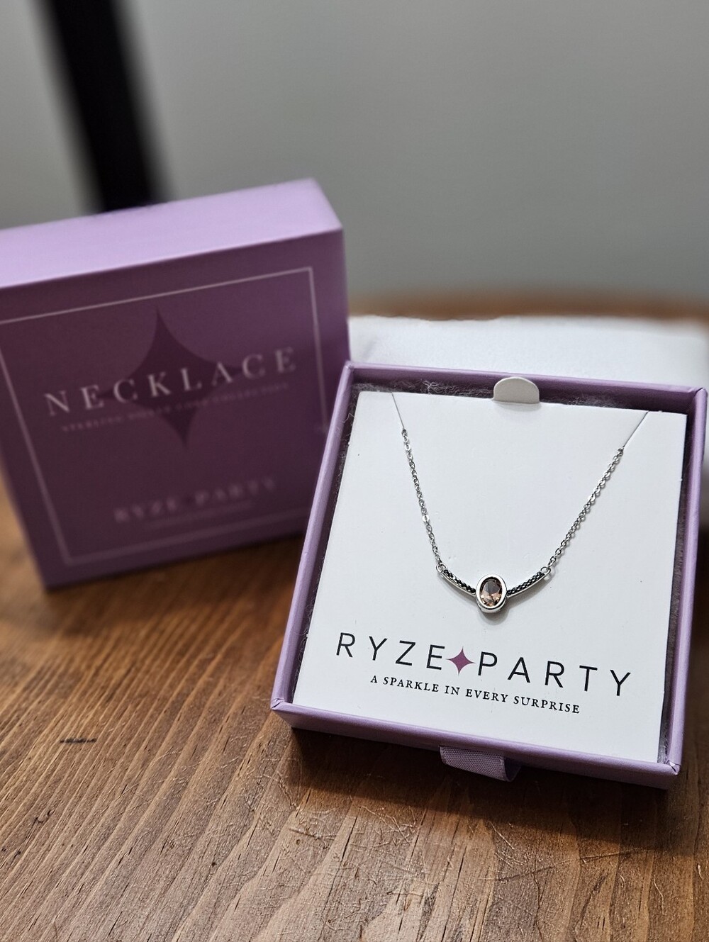 ●Ryze●•Sterling Silver Necklace• Latte CZ & Black Onyx CZ N6-1419 18"